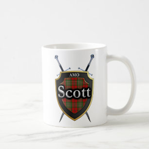 Caneca De Café Protetor e espadas do Tartan de Scott do clã