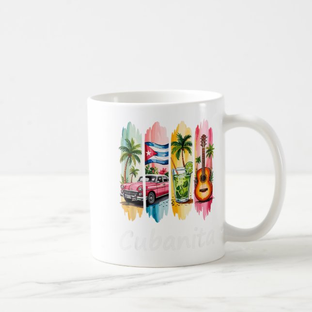 Caneca De Café Proud Cubanita Cuban Flag Guitar Mojito Car Design (Direita)