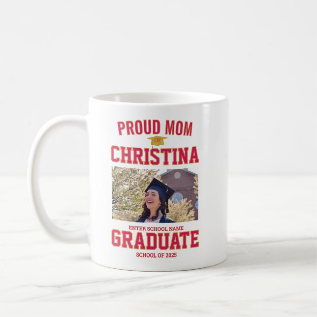Caneca De Café Proud mom parent of student of class of 2025 (Esquerda)