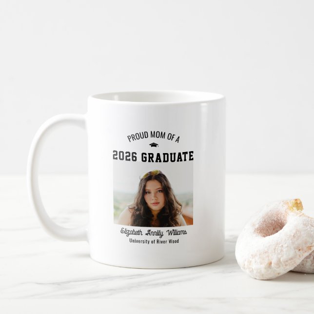 Caneca De Café Proud Mom Senior Custom Year Graduate Photo Parent (Com Donut)