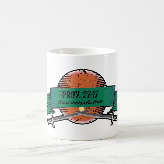 Caneca De Café Prov. 27:17 Ferro Sharpens Iron Grunge Versão (Centro)