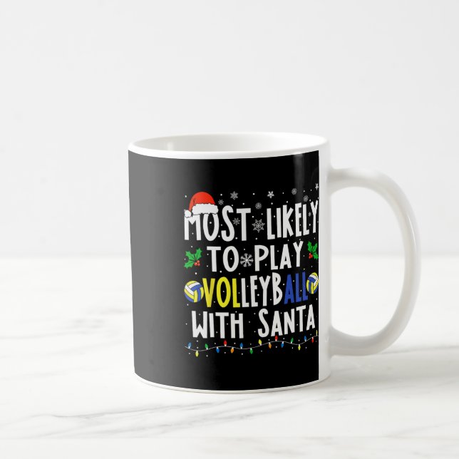 Caneca De Café Provável Jogar Voleibol Com Vol De Natal De Papais (Direita)