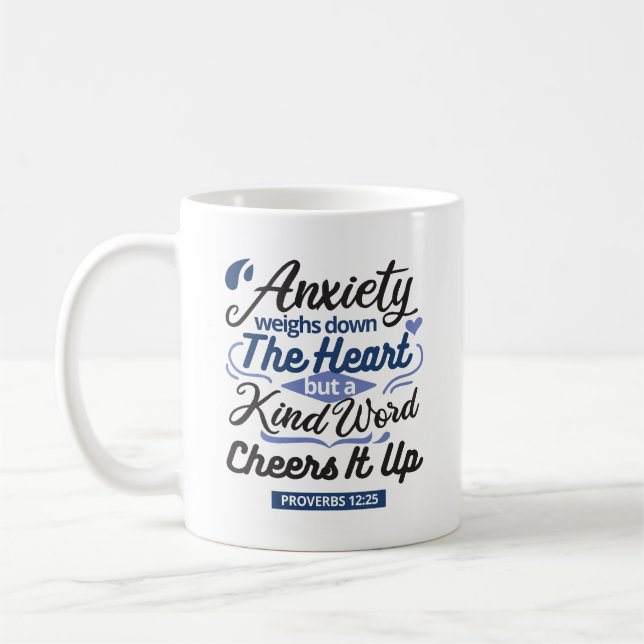 Caneca De Café Provérbios 12:25 Versículo Bíblico – Arte de Palav (Esquerda)