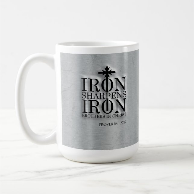 Caneca De Café Provérbios 27:17 Ferro Sharpens Iron Mug, Gift Cup (Esquerda)