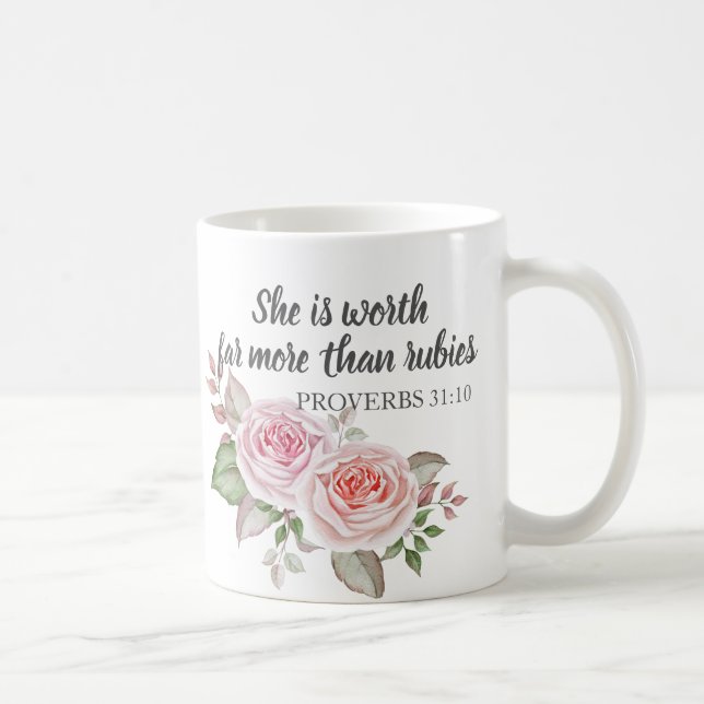 Caneca De Café Provérbios 31:10 Vale Muito Mais Que Rubis (Direita)