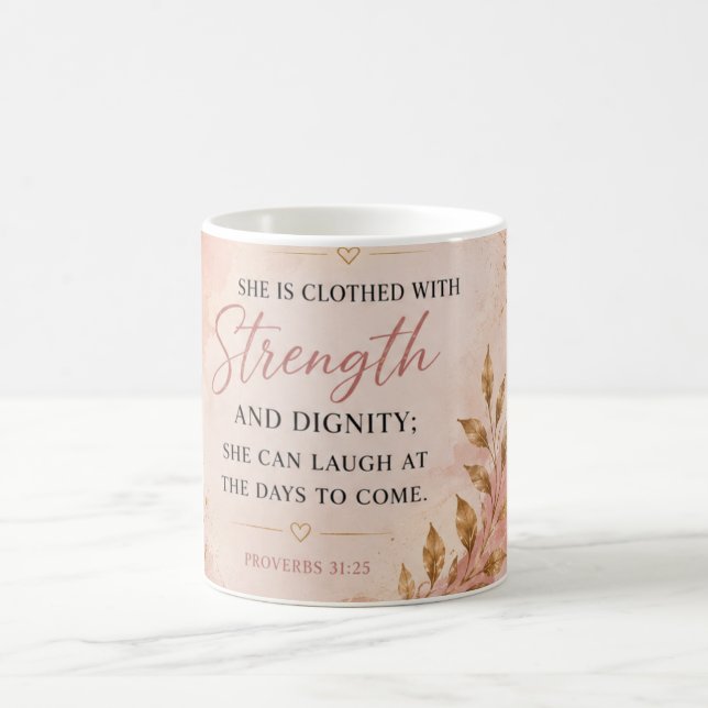 Caneca De Café Provérbios 31:25 Força & Dignidade Cristã (Centro)