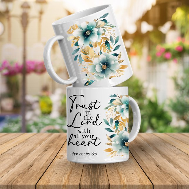 Caneca De Café Proverbs Bible Verse Floral Coffee Mug (Proverbs Bible Verse)