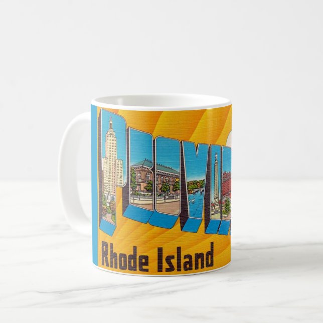 Caneca De Café Providence RI Retro Postcard Mug (Frente Esquerda)