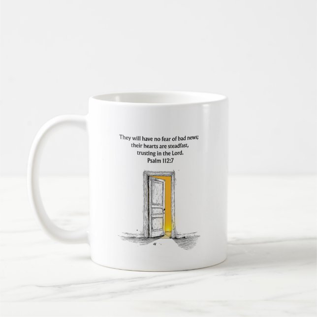 Caneca De Café Psalm 112:7 Bible Verse Christian Gift Mug (Esquerda)