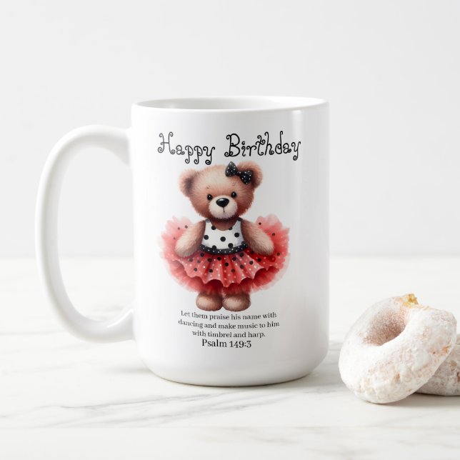 Caneca De Café Psalm 149:3 Teddy Ballerina Coffee Mug (Com Donut)