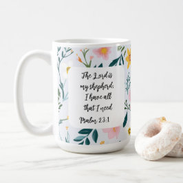 Caneca De Café Psalm 23:1 Floral Coffee Mug