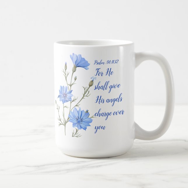 Caneca De Café Psalm 91  He Shall Give His Angels Inspirational (Direita)
