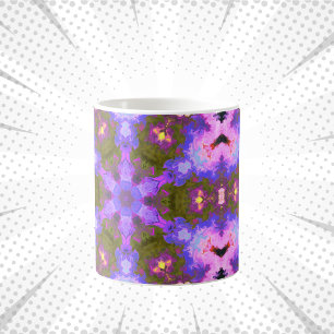 Caneca De Café Psicodélica Flor Roxo e Azul