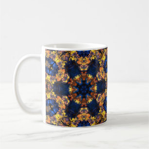 Caneca De Café Psicodélico Azul Hippie e Amarelo