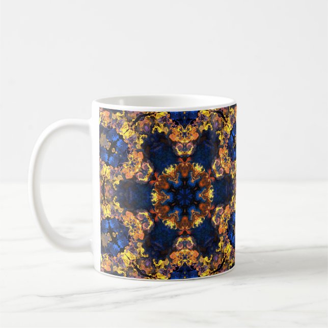 Caneca De Café Psicodélico Azul Hippie e Amarelo (Esquerda)