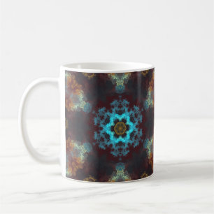 Caneca De Café Psicodélico Flor Azul, Vermelho e Amarelo