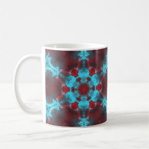 Caneca De Café Psicodélico Flor de Hippie Vermelho e Azul
