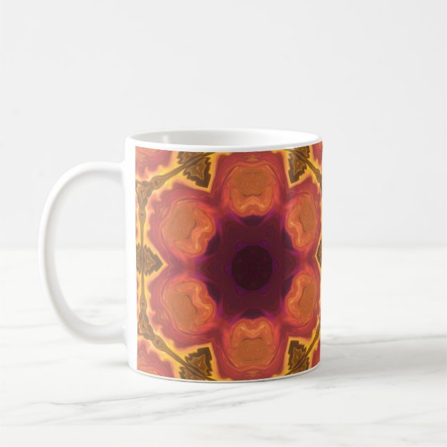 Caneca De Café Psicodélico Flor Laranja Púrpura e Amarelo (Esquerda)