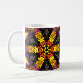 Caneca De Café Psicodélico Flor Vermelho Amarelo e Roxo