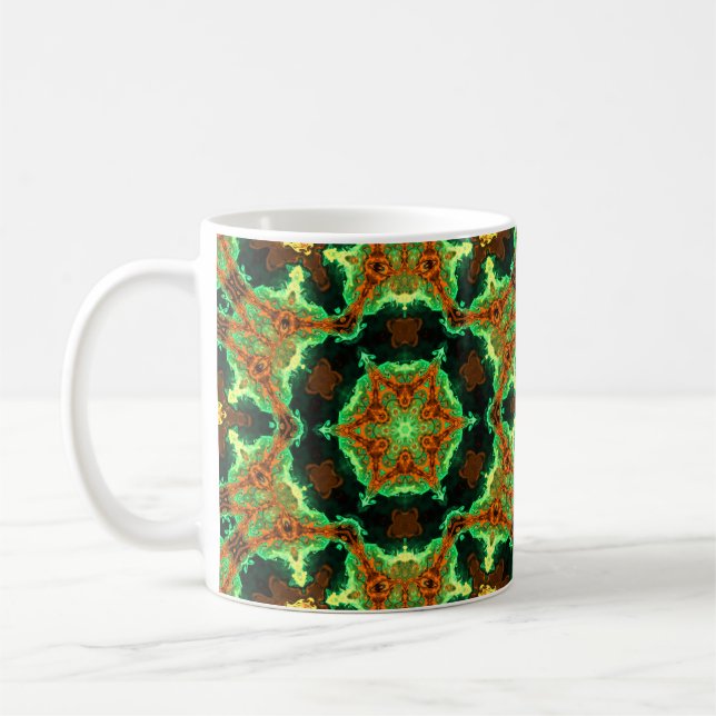 Caneca De Café Psicodélico Hippie Verde e Laranja (Esquerda)