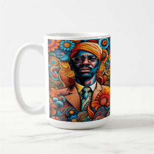 Caneca De Café Psicodélico Homem Afro-Americano Abstrato