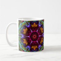Psicodélico Mandala Flor Púrpura Laranja e Verde