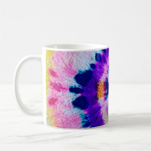 Caneca De Café Psychedelic Spiral. Multicolor Fabric Tie Dye. Hip