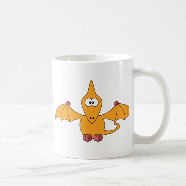Caneca De Café Pterodactyl dos desenhos animados (amarelo) (Direita)