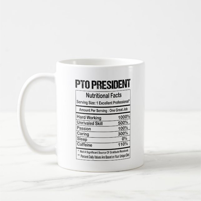 Caneca De Café Pto President Nutrition Facts Coffee Mug (Esquerda)
