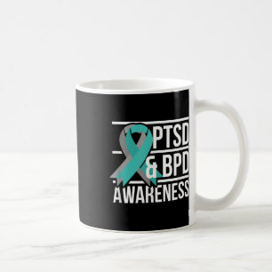 Caneca De Café Ptsd & Bpd Sensibilização, Teal E Faixa De Cin
