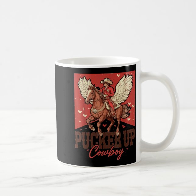 Caneca De Café Pucker Up Cowboy Funny Western Valentines  (Direita)