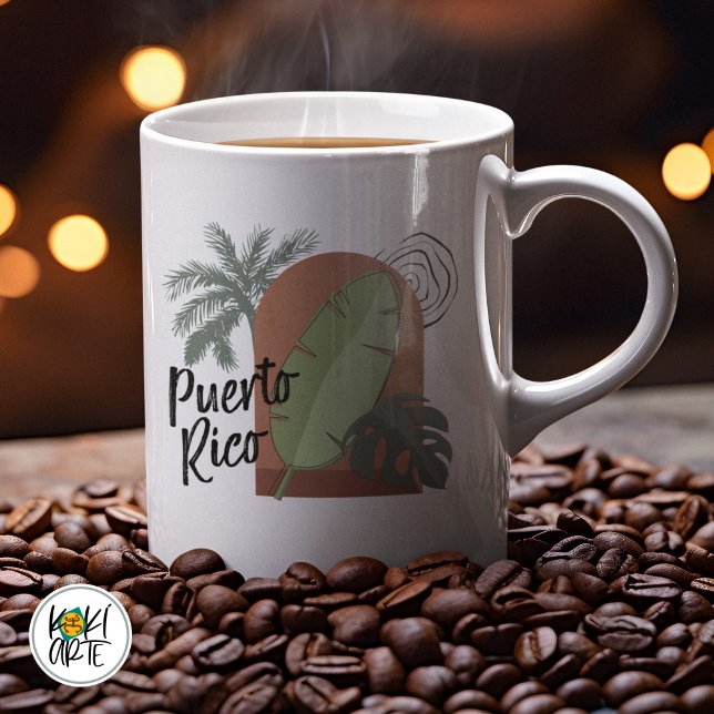 Caneca De Café Puerto Rico BOHO Tropical (Criador carregado)