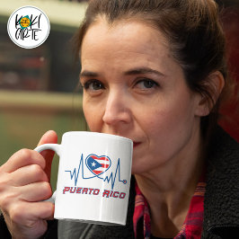 Caneca De Café Puerto Rico Strong Heartbeat