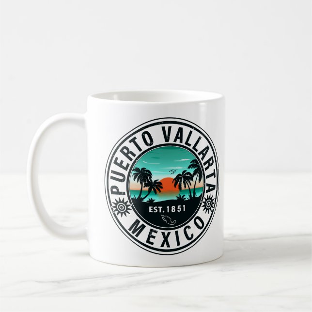 Caneca De Café Puerto Vallarta Mexico Retro Sunset Souvenirs 60s (Esquerda)