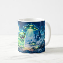 Pug Alienígena de Halloween com Nave Espacial Notu