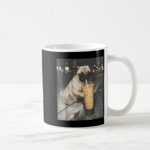 Caneca De Café Pug bebendo café gelado meme engraçado de animal c