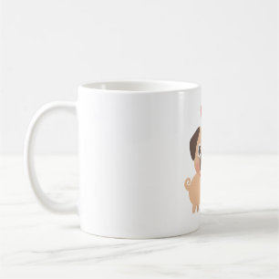 Caneca De Café Pug Bonito Com Chapéu Santa