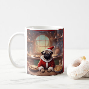 Caneca De Café Pug caprichoso em terno de Papai Noel assa biscoit