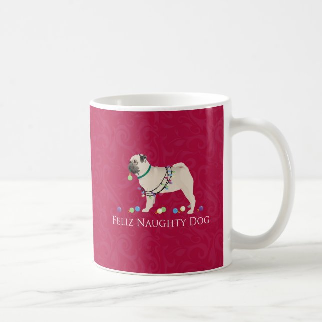 Caneca De Café Pug Christmas Design (Direita)