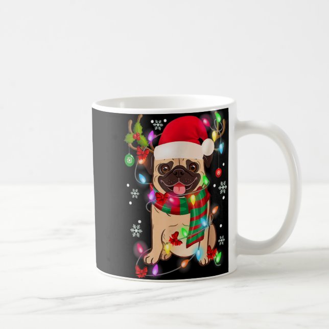 Caneca De Café Pug Christmas Tree Lights Santa Dog Xmas Boys Pugm (Direita)