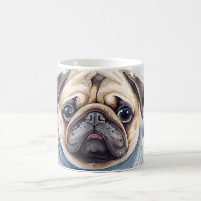 Caneca De Café  “Pug & Cocoa” Cute Pug Mug (Centro)