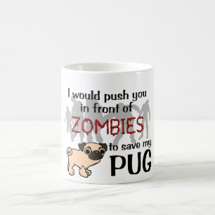 Caneca De Café Pug contra zombis