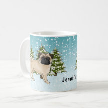 Pug de corça fofo desenho animado cachorro Florest