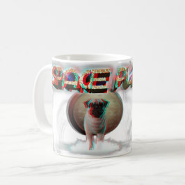 Caneca De Café Pug de espaço 3D