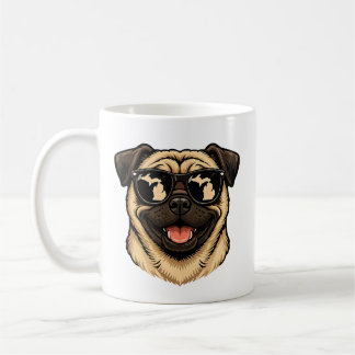 Caneca De Café Pug de Michigan Usando Óculos de Sol