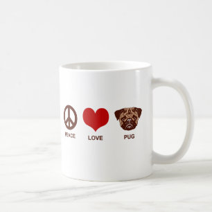 Caneca De Café Pug do amor da paz