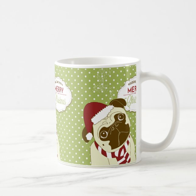 Caneca De Café Pug do Natal (Direita)