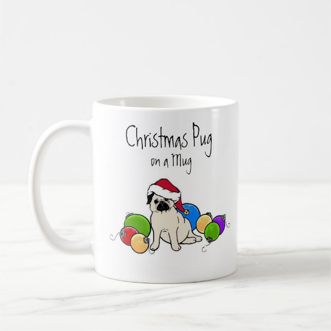 Caneca De Café pug do Natal (Esquerda)