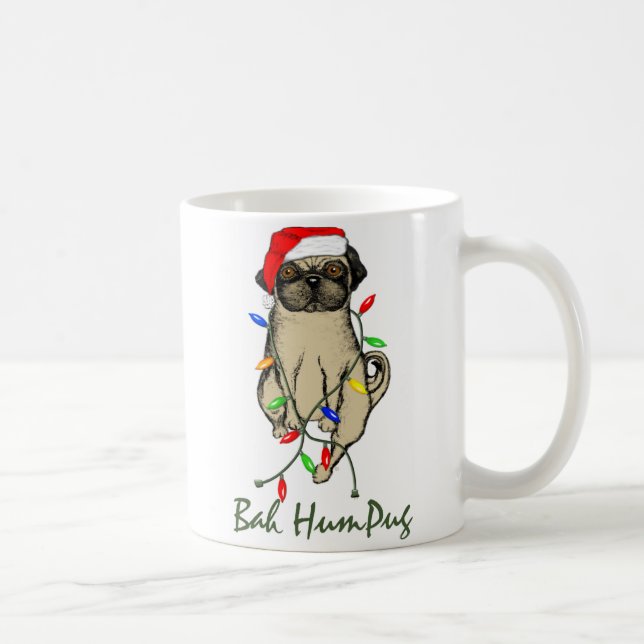 Caneca De Café Pug Dog Bah Humpug Feliz Natal (Direita)