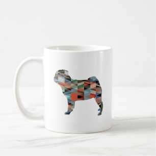 Caneca De Café Pug Dog Breed Geo Silhouette Xadrez